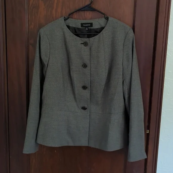 Talbots Brown Business Professional Button Front Blazer Size 16 - Picture 1 of 8